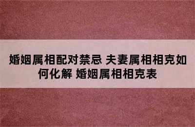 婚姻属相配对禁忌 夫妻属相相克如何化解 婚姻属相相克表